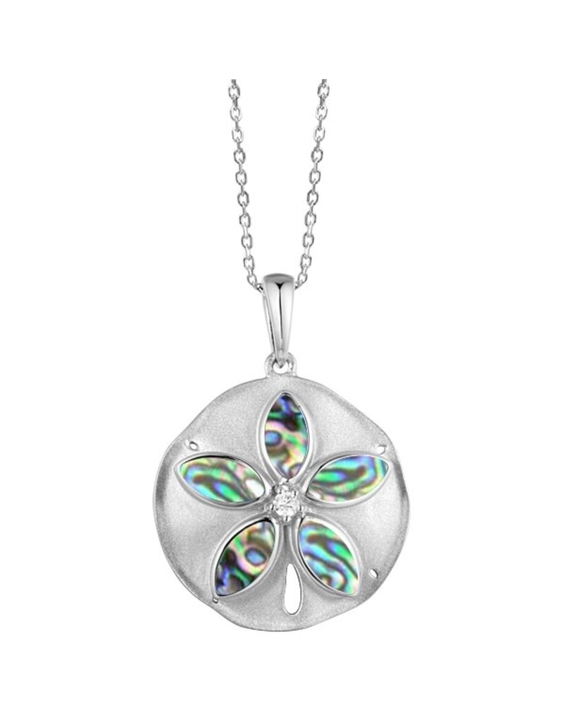 Alamea Sterling Silver CZ Opal Sand Dollar Necklace