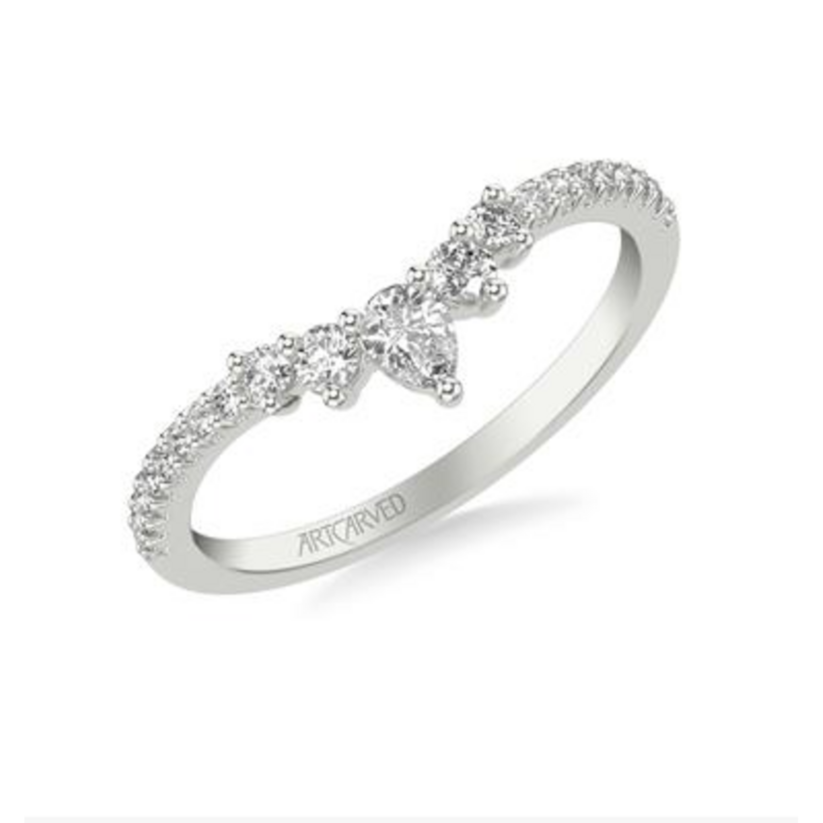 Art Carved ArtCarved 14 Karat White Gold Pear and Round Diamond Band