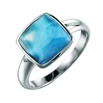 Alamea Sterling Silver Square Larimar Ring