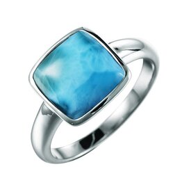 Alamea Sterling Silver Square Larimar Ring