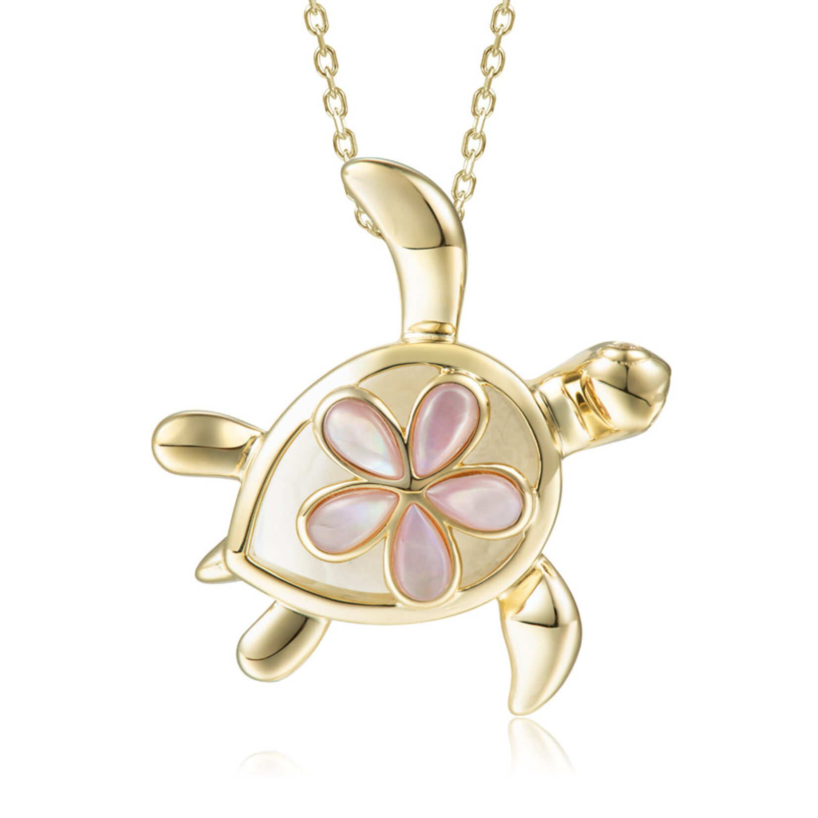 Alamea 14 Karat Yellow Gold Opal Turtle Pendant