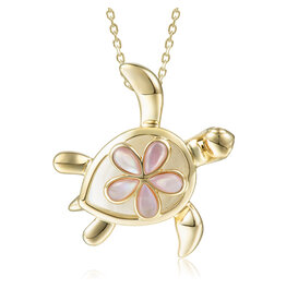 Alamea 14 Karat Yellow Gold Opal Turtle Pendant