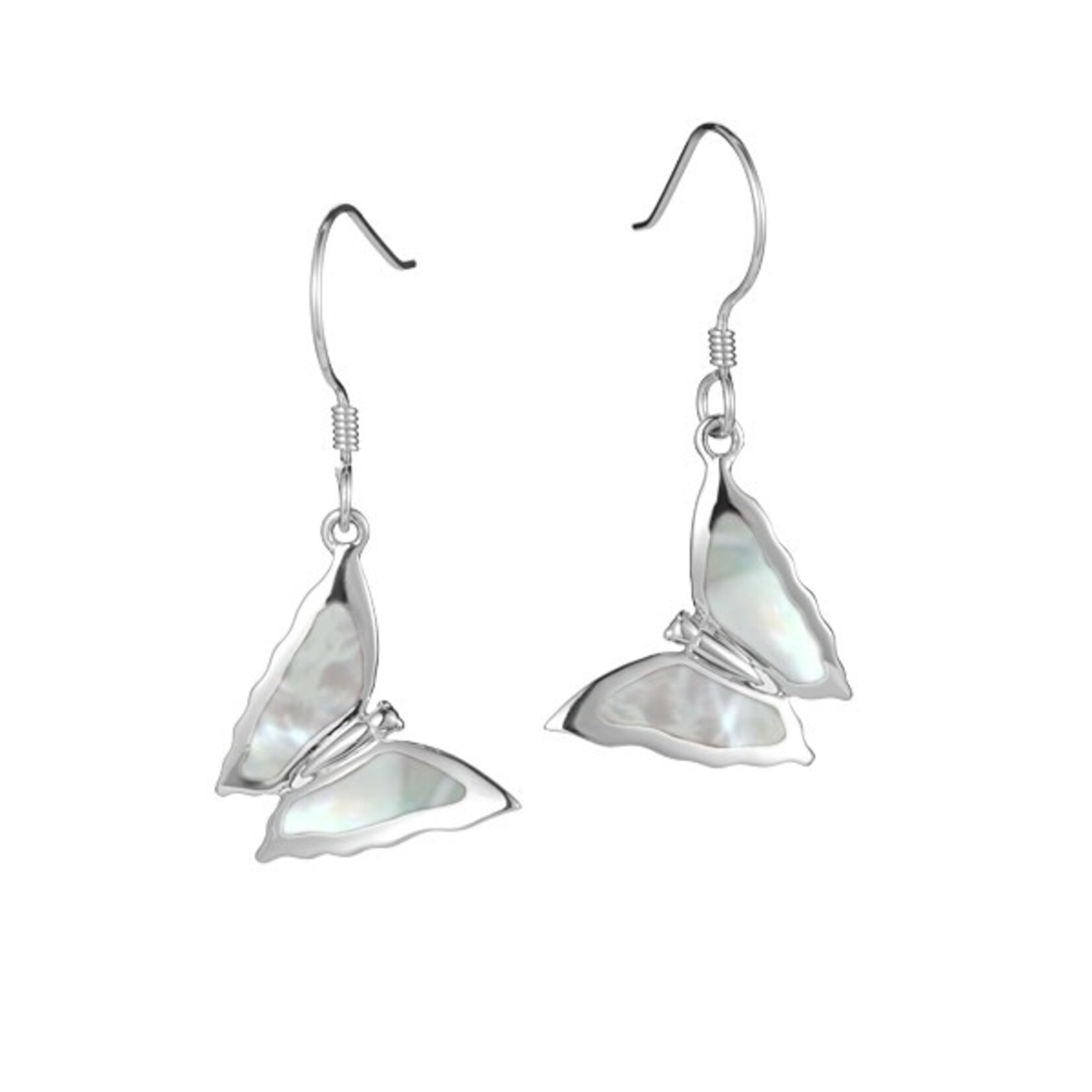 Alamea Sterling Silver Opal Butterfly Dangle Earrings