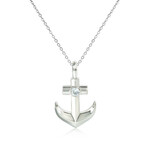 Alamea Sterling Silver CZ Anchor Necklace