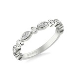 Art Carved Marquise and Round Diamond Wedding Band