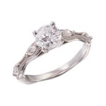 PeJay Creations 14 Karat White Gold Fancy Engagement Ring