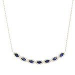 PeJay Creations 14 Karat White Gold Sapphire & Diamond Bar Necklace