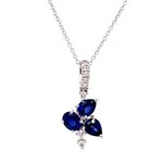 PeJay Creations 14 Karat White Gold Sapphire & Diamond Freeform Necklace
