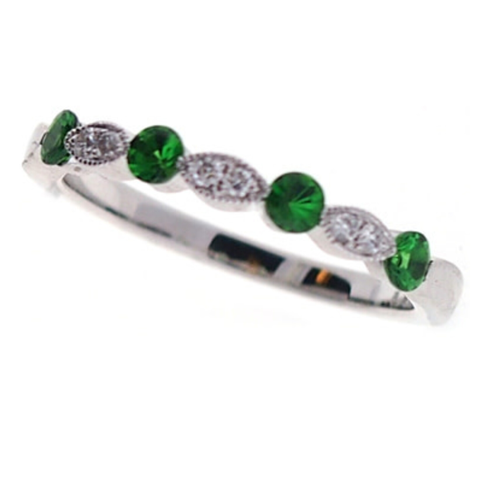 PeJay Creations PeJay Creations 14 Karat White Gold Emerald and Diamond Ring