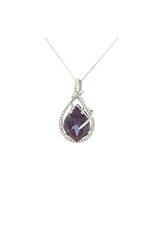 Chatham 14 Karat White Gold Lab-Grown Alexandrite and Diamond Pendant