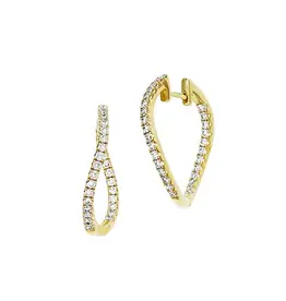 Chatham 14 Karat Yellow Gold Lab-Grown Diamond Hoops