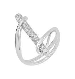 Chatham 14 Karat White Gold Lab-Grown Diamond Barrel Ring