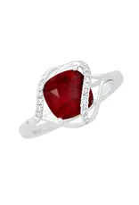 Chatham 14 Karat White Gold Lab-Grown Ruby & Diamond Ring