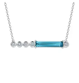 Chatham 14 Karat White Gold Lab-Grown Paraiba Spinel & Diamond Pendant