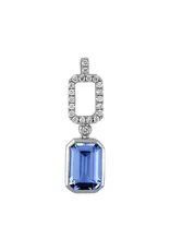 Chatham 14 Karat White Gold Lab-Grown Aqua Blue Spinel & Diamond Pendant