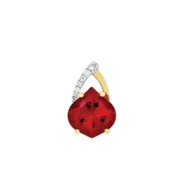 Chatham 14 Karat Yellow Gold Lab-Grown Onion Ruby & Diamond Pendant