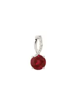 Chatham 14 Karat White Gold Lab-Grown Ruby & Diamond Round Pendant