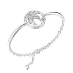 Alamea Sterling Silver CZ Palm Tree Half Bangle Bracelet