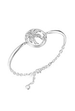 Alamea Sterling Silver CZ Palm Tree Half Bangle Bracelet