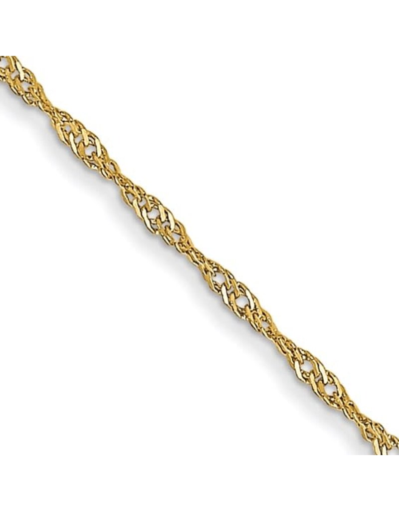 14 Karat Yellow Gold 20" 1mm Singapore Chain