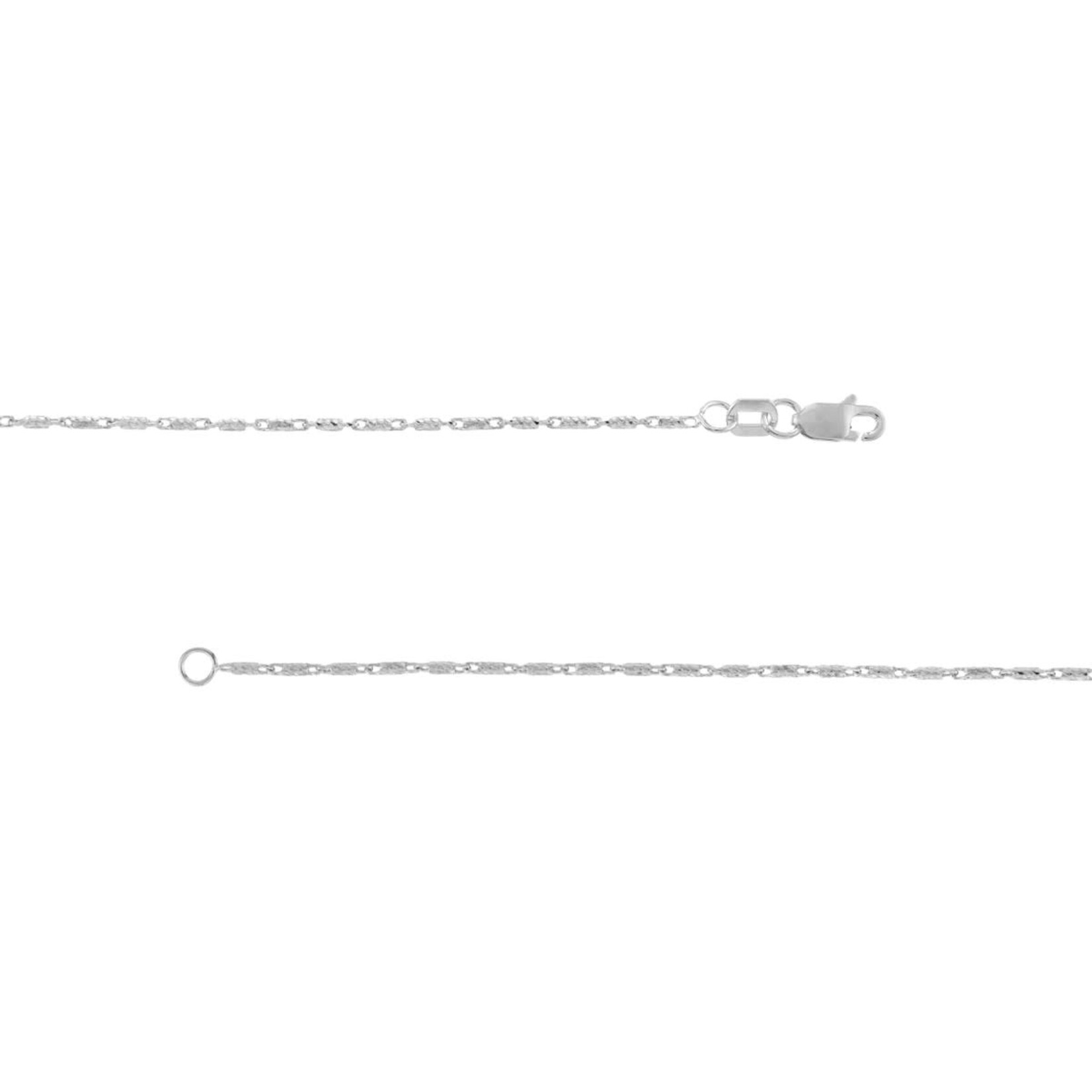14 Karat White Gold 18" 1.05mm Diamond-Cut Tube Bead Chain