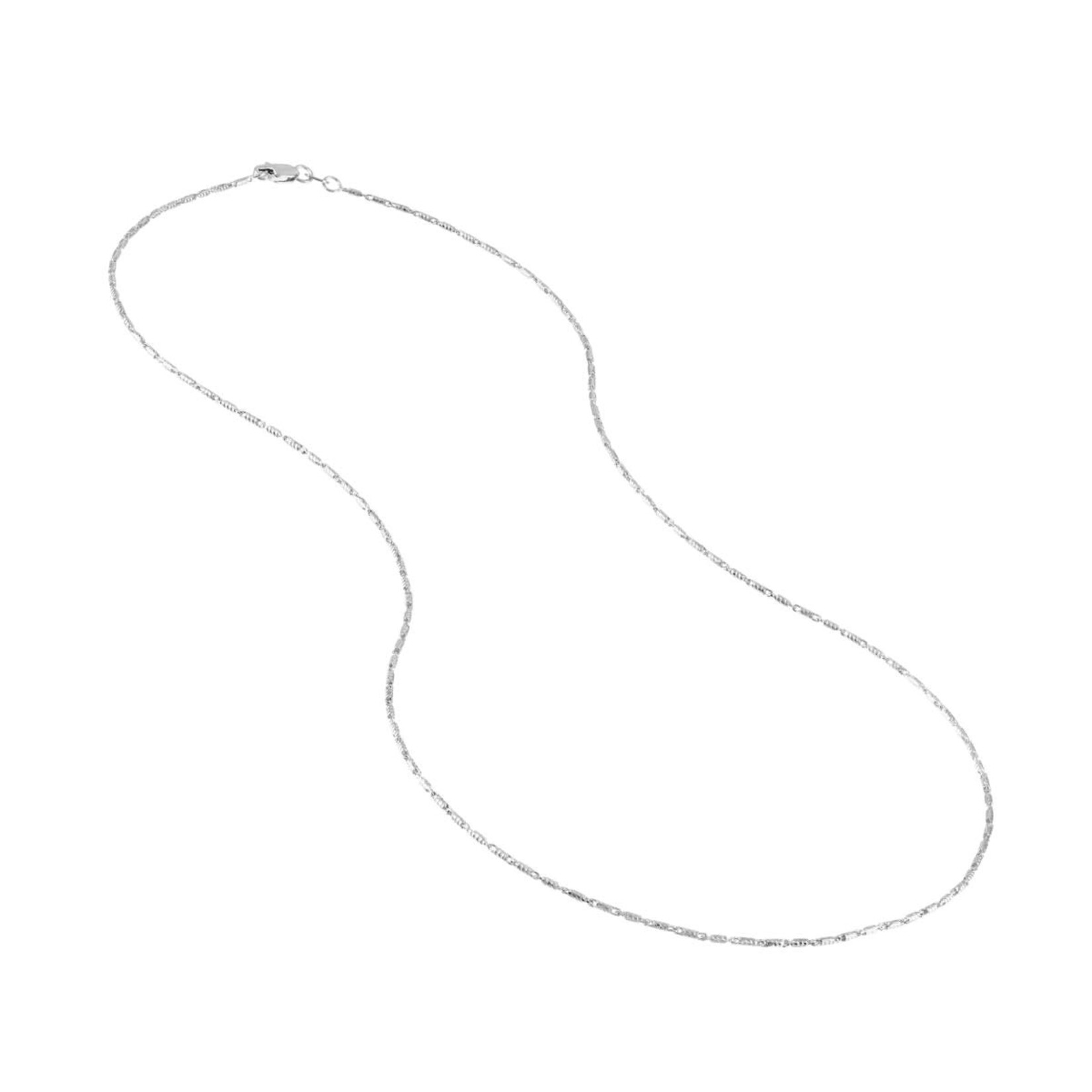 14 Karat White Gold 18" 1.05mm Diamond-Cut Tube Bead Chain