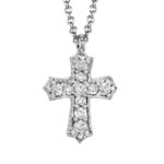 Zeghani 14 Karat White Gold Diamond Cross Necklace
