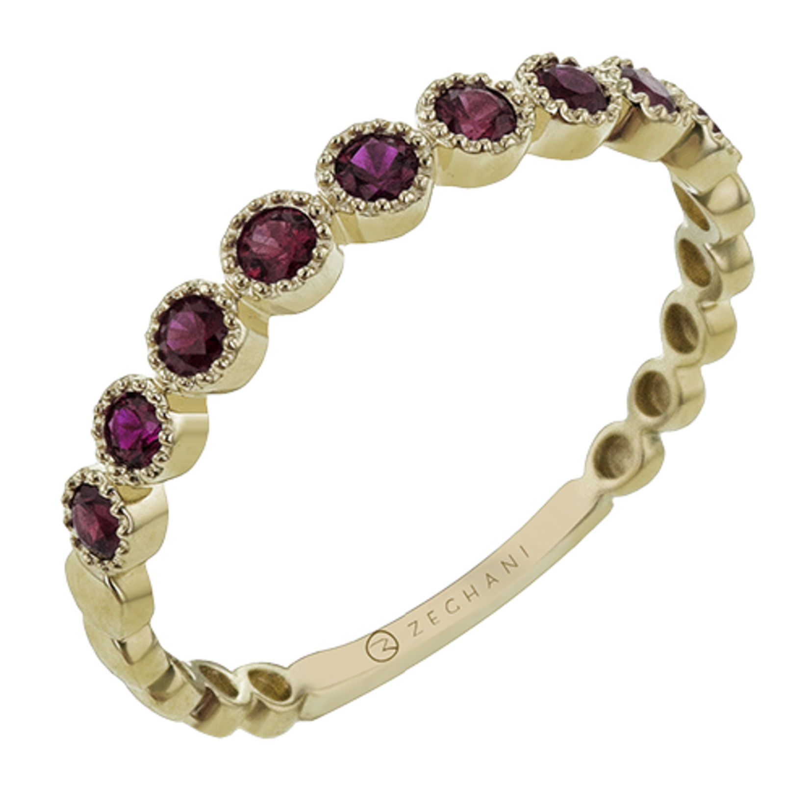 Zeghani 14 Karat Yellow Gold Ruby Bezel Ring