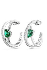 Swarovski Hyperbola hoop earrings Mixed cuts, Green, Rhodium plated