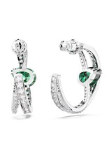 Swarovski Hyperbola hoop earrings Mixed cuts, Green, Rhodium plated