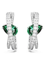 Swarovski Hyperbola hoop earrings Mixed cuts, Green, Rhodium plated