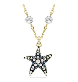 Swarovski Idyllia pendant Crystal pearls, Starfish, Multicolored, Gold-tone plated