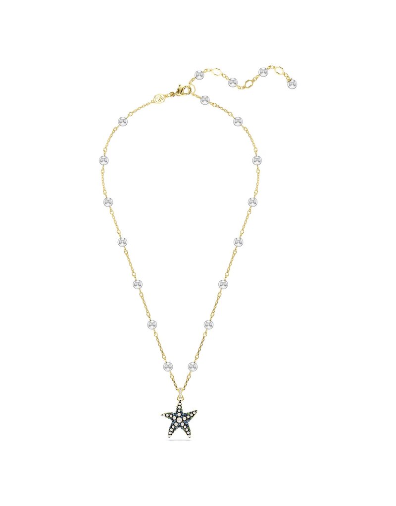 Swarovski Idyllia pendant Crystal pearls, Starfish, Multicolored, Gold-tone plated