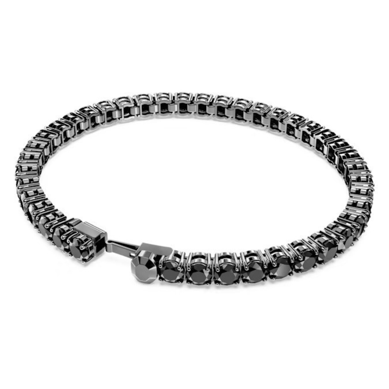 Swarovski Matrix Tennis bracelet Round cut, Black