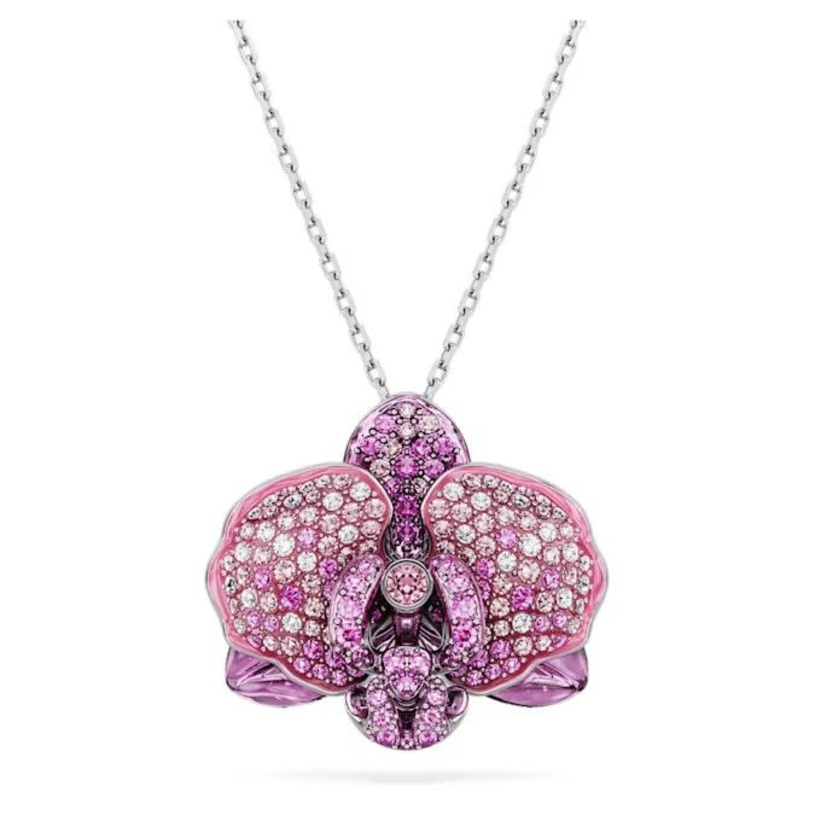 Swarovski  Idyllia pendant Flower, Pink, Rhodium plated