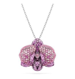 Swarovski Idyllia pendant Flower, Pink, Rhodium plated