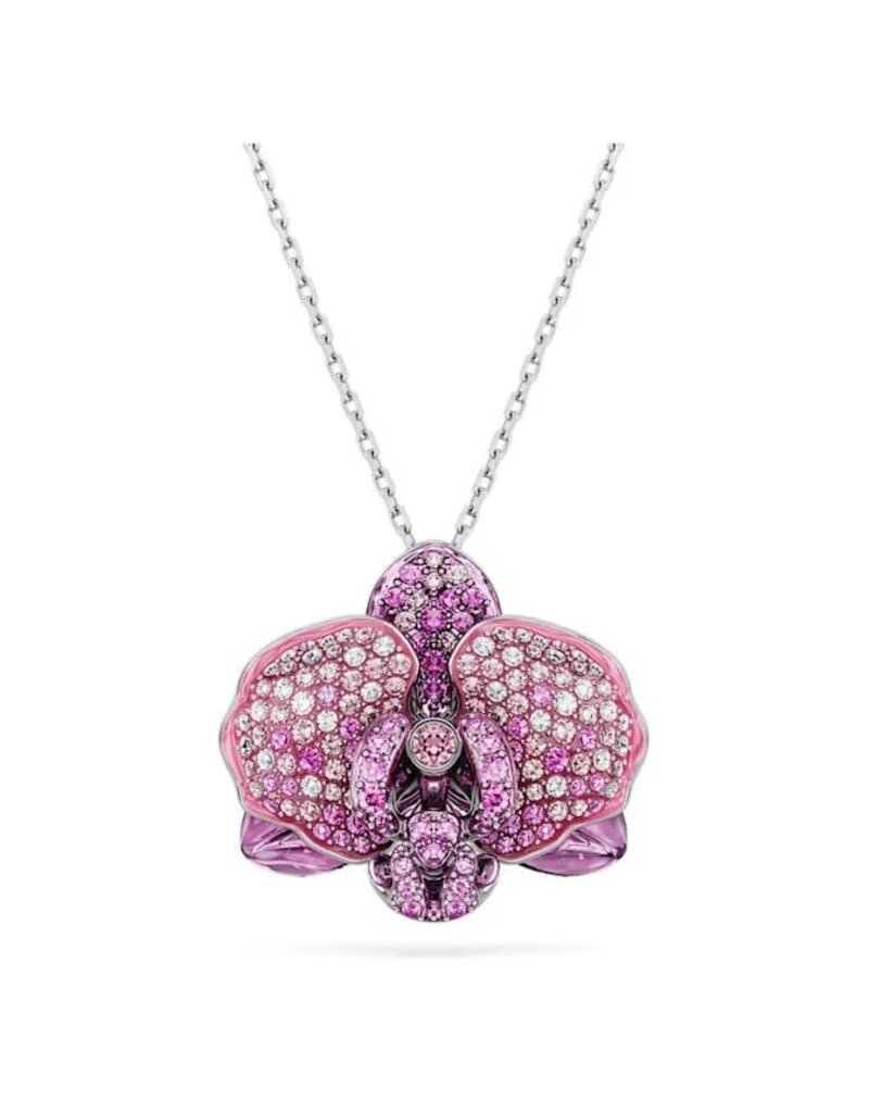 Swarovski  Idyllia pendant Flower, Pink, Rhodium plated