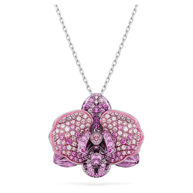 Swarovski #5680910 Idyllia pendant Flower, Pink, Rhodium plated