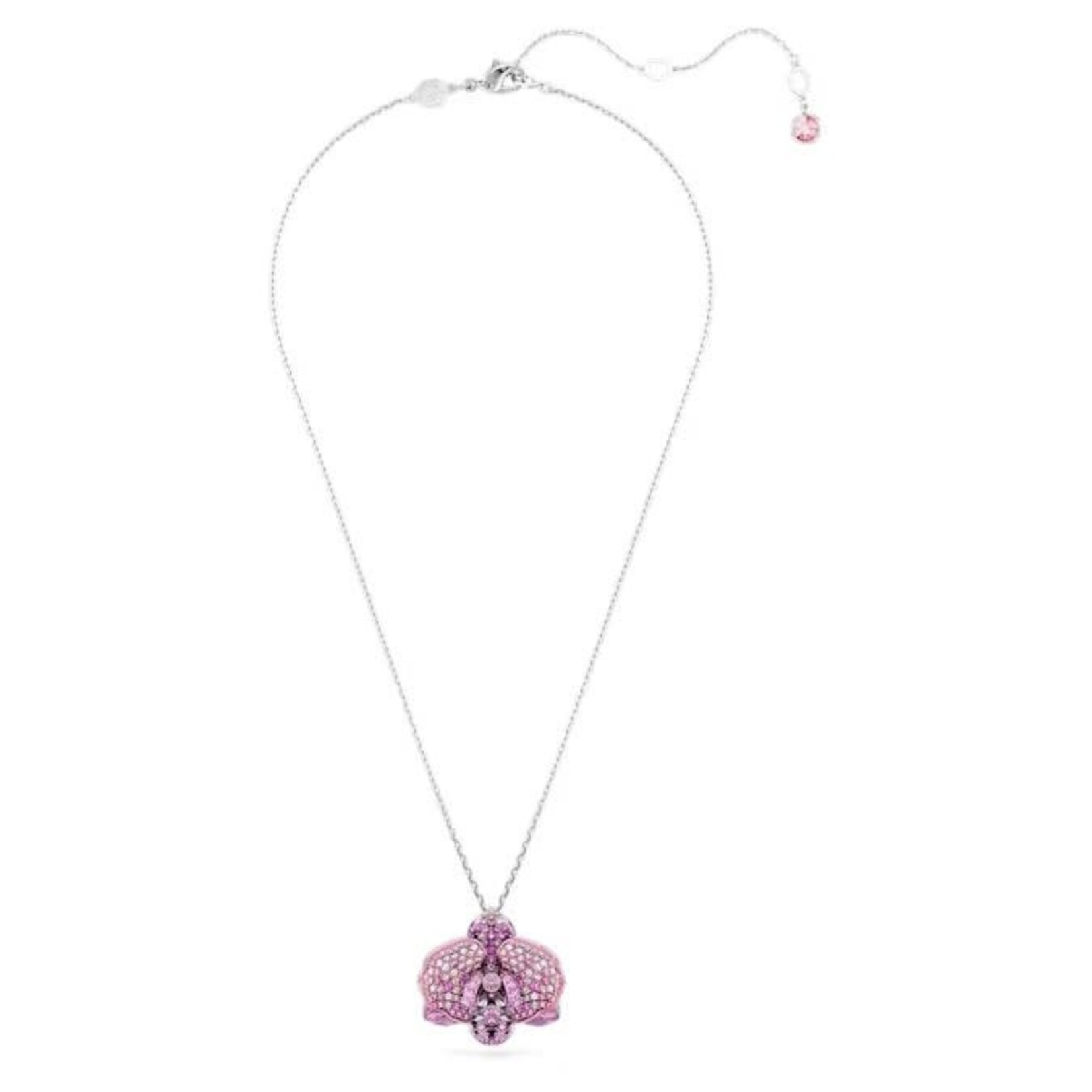 Swarovski  Idyllia pendant Flower, Pink, Rhodium plated
