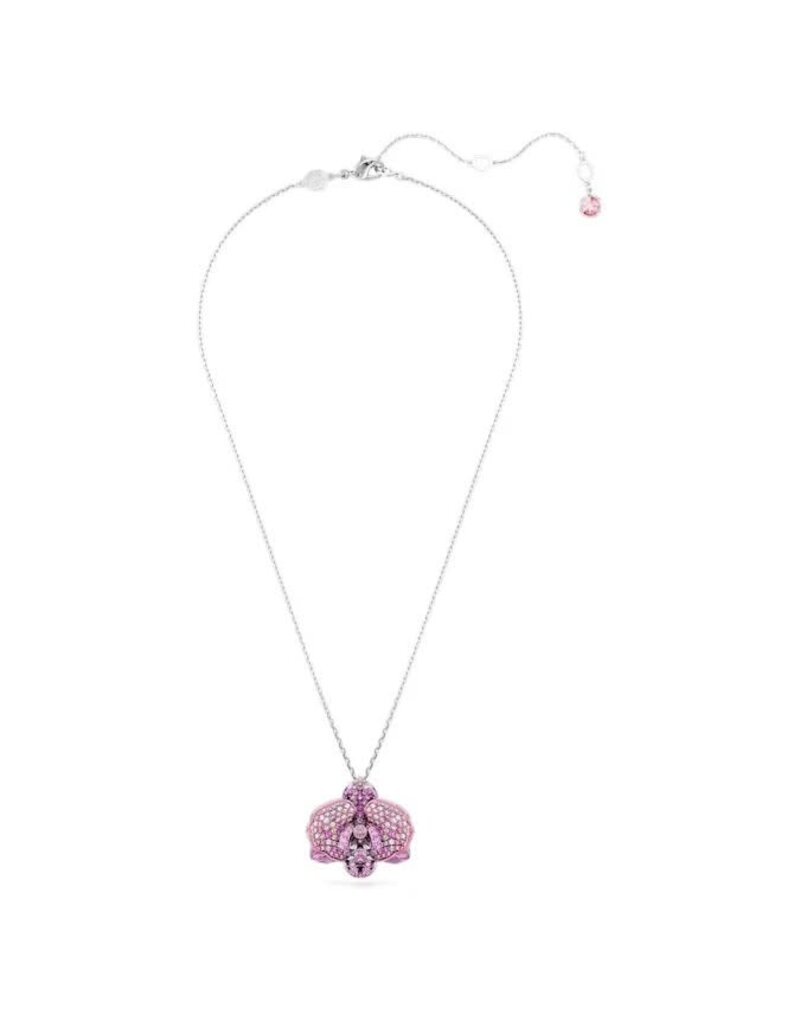 Swarovski  Idyllia pendant Flower, Pink, Rhodium plated