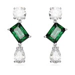 Swarovski Mesmera drop earrings Mixed cuts, Green, Rhodium plated
