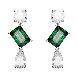 Swarovski Mesmera drop earrings Mixed cuts, Green, Rhodium plated