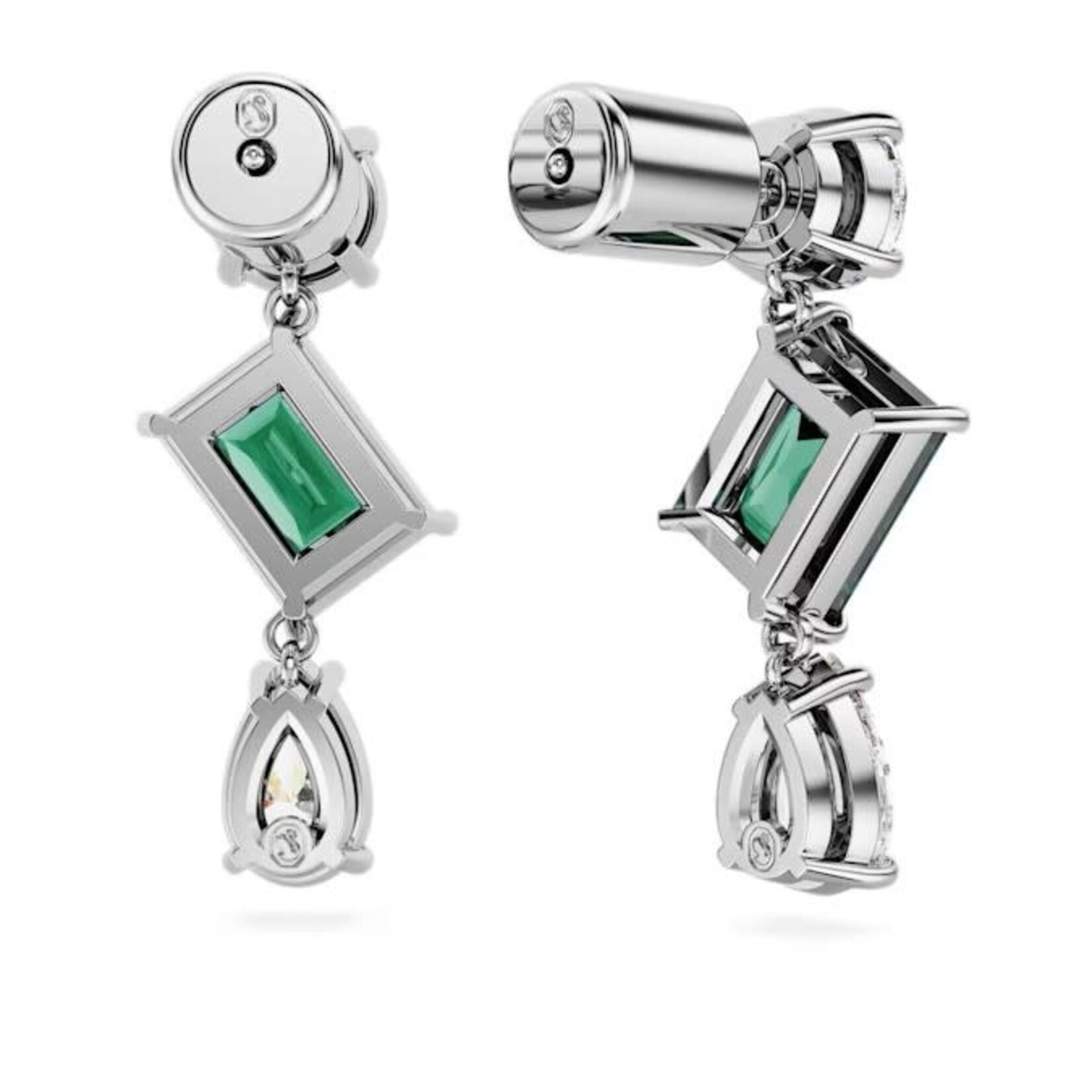 Swarovski Mesmera drop earrings Mixed cuts, Green, Rhodium plated