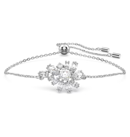 Swarovski Gema bracelet Mixed cuts, Flower, White, Rhodium plated