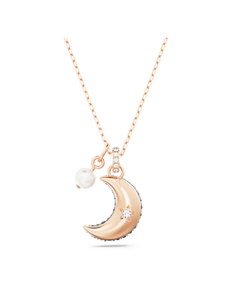 Swarovski  Luna pendant Moon, Multicoloured, Rose gold-tone plated