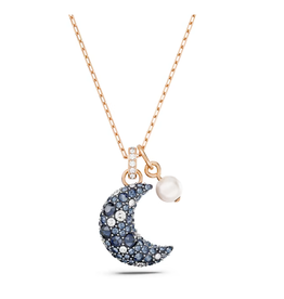 Swarovski Luna pendant Moon, Multicoloured, Rose gold-tone plated