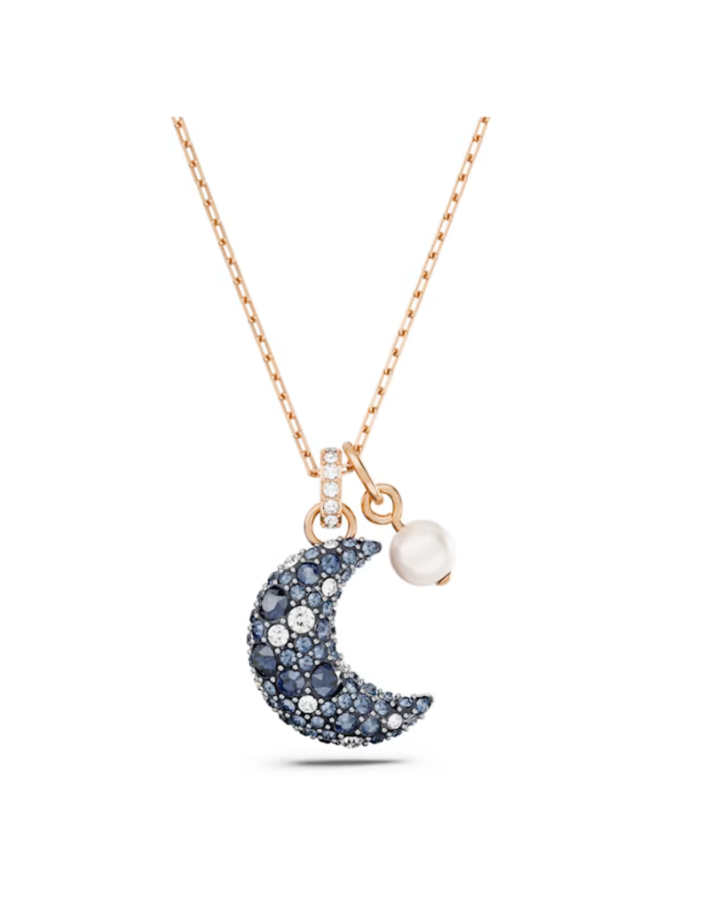 Swarovski  Luna pendant Moon, Multicoloured, Rose gold-tone plated