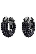 Swarovski  Dextera hoop earrings Small, Black, Ruthenium plated