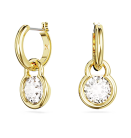 Swarovski Dextera drop earrings Round cut, White, Gold-tone plated