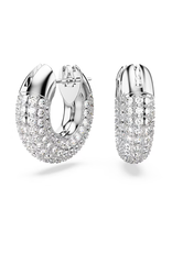 Swarovski  Dextera hoop earrings Small, White, Rhodium plated